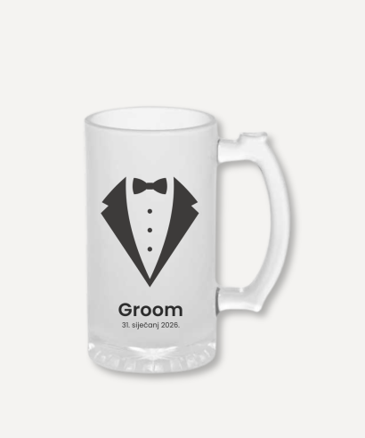 Personalizirana krigla "Groom" s datumom