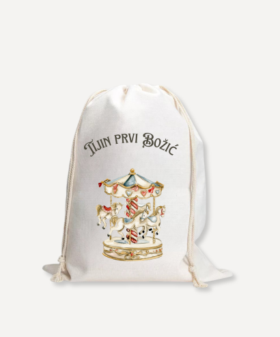 Platnena vrećiza za poklone - Božićni vrtuljak